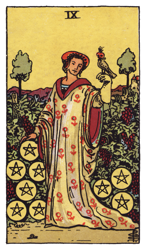 Nine of Pentacles Tarot Card